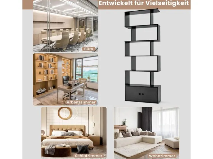 Costway Bücherregal mit Türen Standregal 183 x 70 x 23 cm* Bücherregale