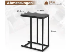 Costway Beistelltisch C-Form Sofatisch mit Metallgestell
