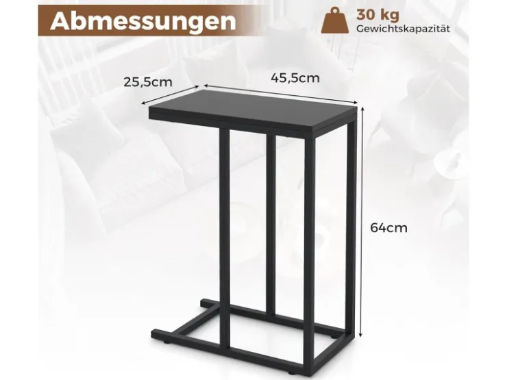 Costway Beistelltisch C-Form Sofatisch mit Metallgestell