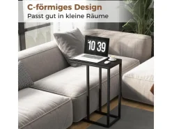 Costway Beistelltisch C-Form Sofatisch mit Metallgestell