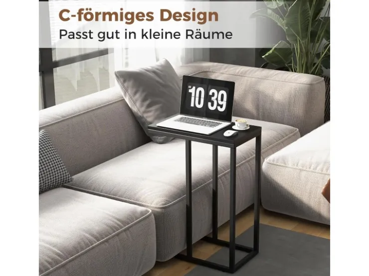 Costway Beistelltisch C-Form Sofatisch mit Metallgestell