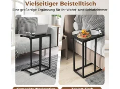 Costway Beistelltisch C-Form Sofatisch mit Metallgestell