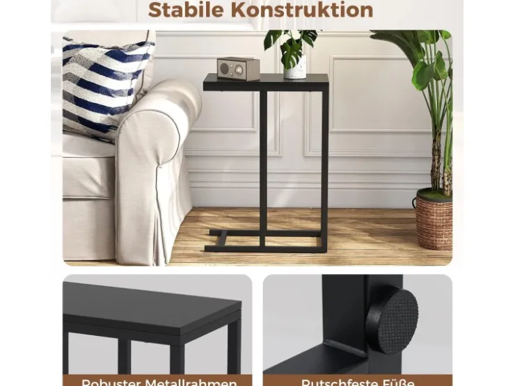 Costway Beistelltisch C-Form Sofatisch mit Metallgestell