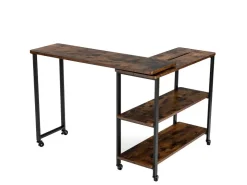 Costway Beistelltisch Holz Couchtisch L-Form 101 x 82,5 x72,5 cm Braun* Weitere Regale