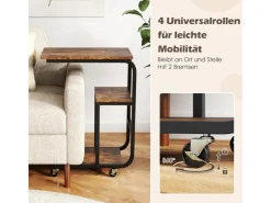 Costway Beistelltisch Sofatisch mit Rollen C-Form 3 Ebenen Kaffeetisch* Tische