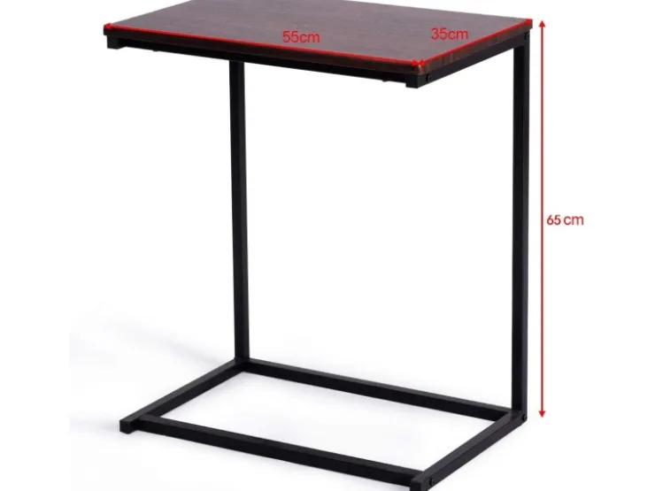 Costway C-förmig Beistelltisch Laptoptisch Metall 55x35x65cm Braun* Tische