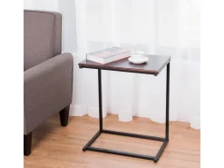 Costway C-förmig Beistelltisch Laptoptisch Metall 55x35x65cm Braun* Tische