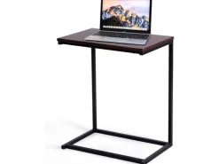 Costway C-förmig Beistelltisch Laptoptisch Metall 55x35x65cm Braun* Tische