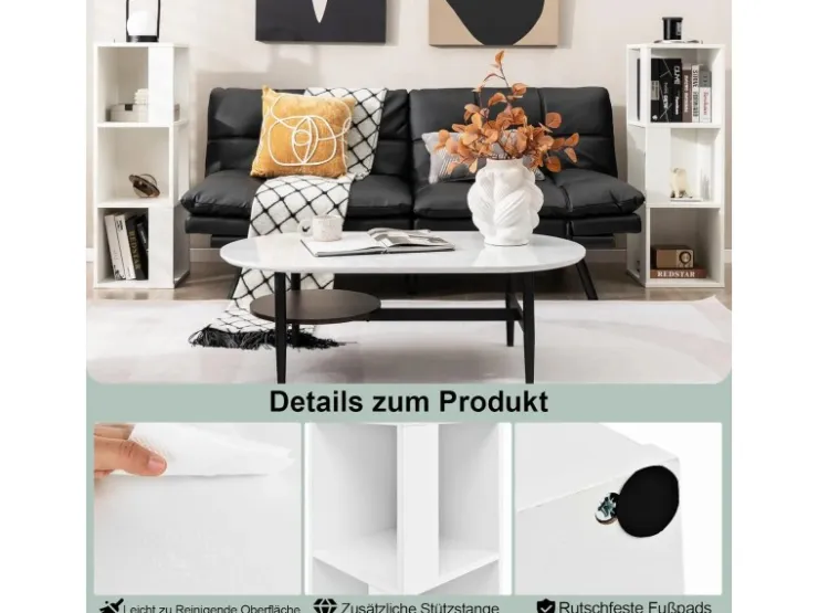 Costway 2er Set Bücherregal Aus Holz mit 3 Ebenen & Kippsicherung Weiß* Bücherregale|Holzregale