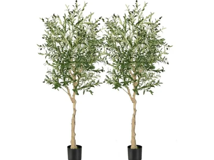 Costway 2er Set Künstliche Olivenbaum Blättern Grün 180 cm