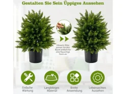 Costway 2er Set Kunstpflanze für Haus Büro Grün 55cm* Kunstpflanzen