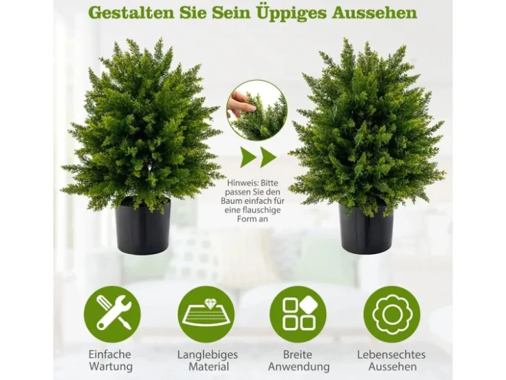 Costway 2er Set Kunstpflanze für Haus Büro Grün 55cm* Kunstpflanzen