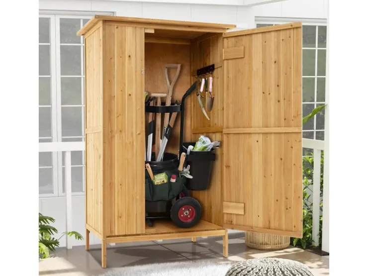 Costway Gartenschrank Holz Geräteschuppen 91 x 66 x 150 cm* Holzregale