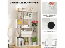 Costway Geometrische Holzregal Bücherregal mit Kippsicherungen