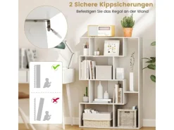 Costway Geometrische Holzregal Bücherregal mit Kippsicherungen