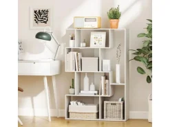 Costway Geometrische Holzregal Bücherregal mit Kippsicherungen