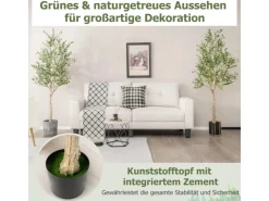 Costway Künstliche Olivenbaum mit Blättern & 72 Früchten Grün 180 cm* Kunstpflanzen