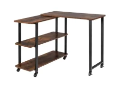 Costway L-förmiger Beistelltisch mit Rollen 360° Drehbar PC-Tisch