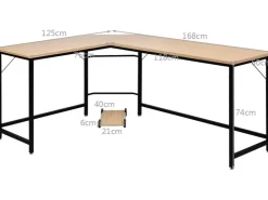Costway Schreibtisch L-Form 168 x 125 x 74 cm