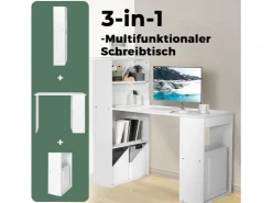 Costway Schreibtisch mit Bücherregal 122 x 56 x 122 cm
