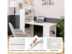 Costway Schreibtisch mit Bücherregal 122 x 56 x 122 cm