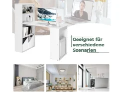 Costway Schreibtisch mit Bücherregal 122 x 56 x 122 cm