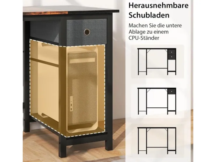 Costway Schreibtisch mit 2 Schubladen Großer PC-Tisch Zuhause* Tische