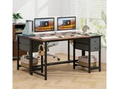 Costway Schreibtisch mit 2 Schubladen Großer PC-Tisch Zuhause* Tische