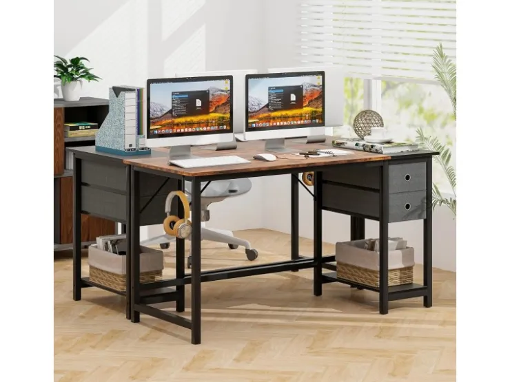 Costway Schreibtisch mit 2 Schubladen Großer PC-Tisch Zuhause* Tische