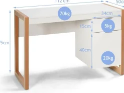 Costway Schreibtisch mit Schublade und Schrank Kinderschreibtisch Weiß* Schränke