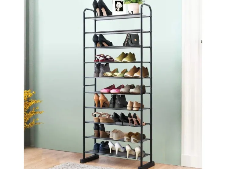 Costway Schuhregal mit 10 Ebenen mit Abnehmbarem Regal Schwarz* Regale Schwarz