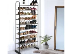 Costway Schuhregal mit 10 Ebenen mit Abnehmbarem Regal Schwarz* Regale Schwarz