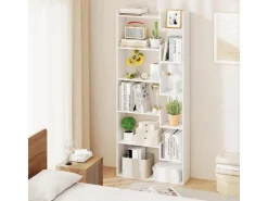 Costway 6-stöckiges Bücherregal Holzregal mit 2 Kippsicherungen* Regal Weiß