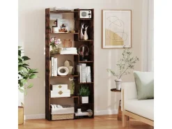 Costway 6-stöckiges Bücherregal Holzregal mit 2 Kippsicherungen