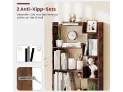 Costway 6-stöckiges Bücherregal Holzregal mit 2 Kippsicherungen
