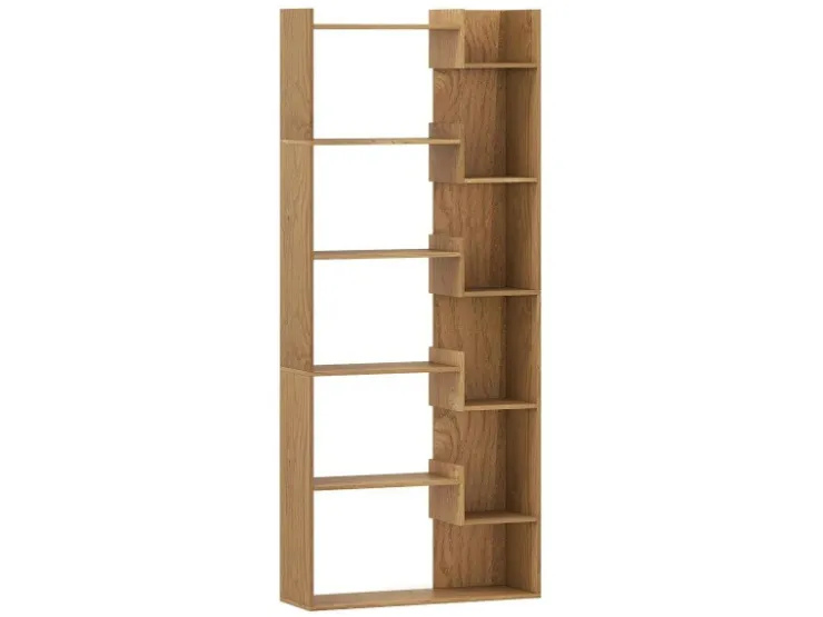 Costway 6-stöckiges Bücherregal Holzregal mit 2 Kippsicherungen