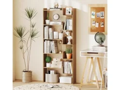Costway 6-stöckiges Bücherregal Holzregal mit 2 Kippsicherungen
