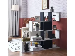 Costway 4-Stöckiges Bücherregal Raumteiler Regal Schwarz Weiß* Bücherregale