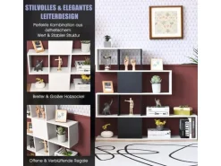 Costway 4-Stöckiges Bücherregal Raumteiler Regal Schwarz Weiß* Bücherregale