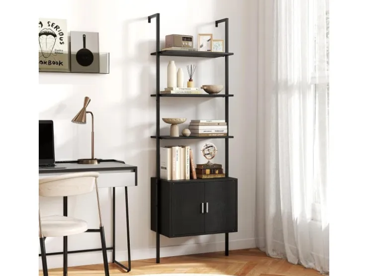 Costway 5-Stöckiges Leiterregal Bücherregal 60 x 35 x 184cm Schwarz