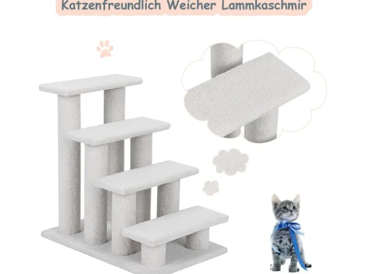 Costway Tiertreppe Katzentreppe 4 Stufen Haustiertreppe