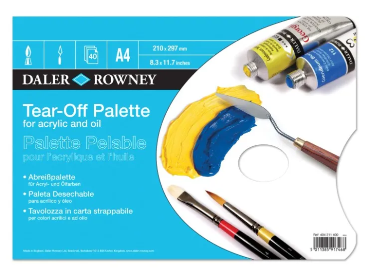 Daler-Rowney Daler Rowney Abreißpalette Block an drei Seiten geleimt A4 Weiß 40* Künstlerzubehör