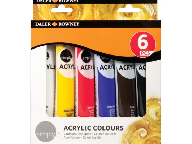 Simply Daler-Rowney Acrylfarben-Set mit 6 x 75 ml Farbtuben* Künstlerfarben