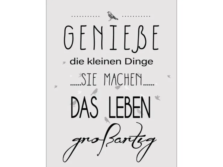 Pro Art Deco Panel Genieße Das Leben 39 cm x 29 cm