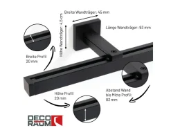 Deco-Raum Gardinenschiene nach Maß 1-Lauf Cube Schwarz 370cm* Gardinenschienen