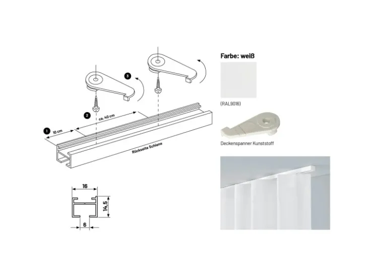 Deco-Raum Gardinenschiene nach Maß 1-Lauf Square 220cm* Vorhänge