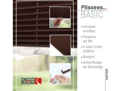 Deco-Raum Plissee Basic ohne Bohren 75x150cm Blickdicht Klemmfix* Plissees
