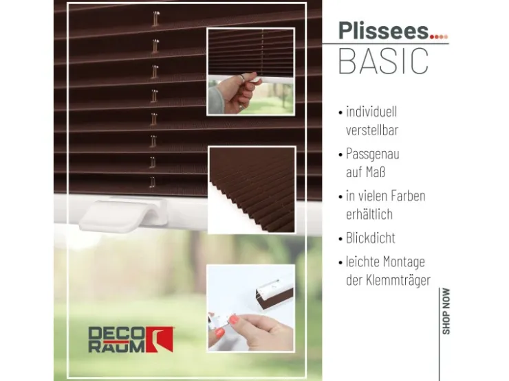 Deco-Raum Plissee Basic ohne Bohren 75x150cm Blickdicht Klemmfix* Plissees
