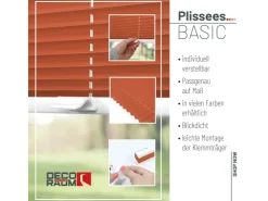 Deco-Raum Plissee Basic ohne Bohren 115x150cm Blickdicht Klemmfix* Kommode|Plissees