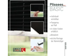 Deco-Raum Plissee Basic ohne Bohren 75x150cm Blickdicht Klemmfix